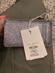 TED BAKER Glamira Silver Glitter Cardholder Wallet