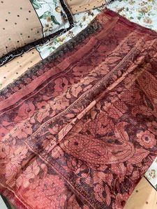 Black Transparent Printed Saree