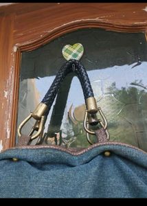 Denim &amp; Leather Handbag