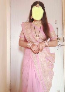 Pink Embroidered Saree