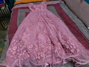 Elegant Pink Embroidered Gown