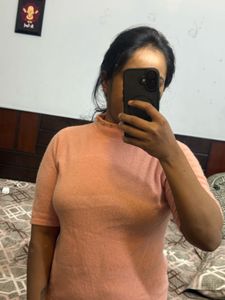 Peach Short Sleeve Strechable Warm Top