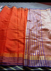 New Unused Orange Purple Saree