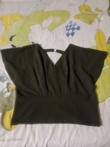 Olive Green Butterfuly Sleeves Top