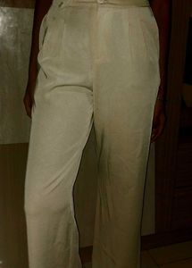 Korean Pleated Beige Trousers Pants