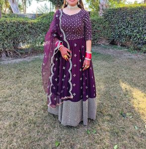 Purple Double Shaded Lehnga