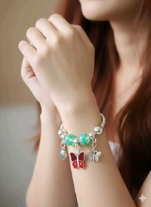 Set Of 2 Charm Pandora Bracelet With Beads