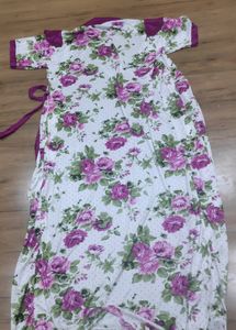 Clovia Magenta Printed Nighty