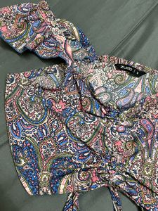 Paisley Print Off-Shoulder Crop Top