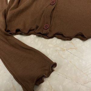 Brown Crop Cardigan 🤎