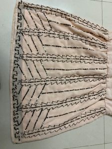 One Shoulder Peach Color Embroidered Dress