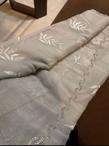 Grey  Shimmery saree with blouse