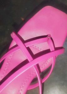 Pink Strappy Square Toe Sandals