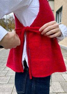 Red Knit Peplum Vest