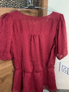 Red Polka Dot Peplum Top