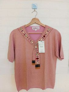 Elegant Pink Embellished Top