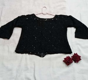 Fancy Black Lace Zip-Up Jacket