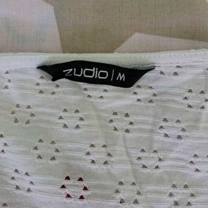 White Eyelet Button-Down Top