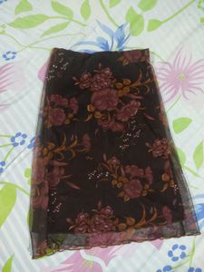 Floral Mesh Midi Skirt