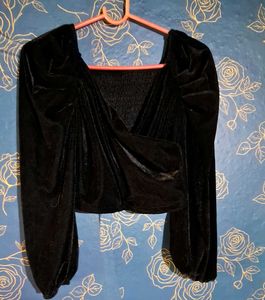 Black Velvet Long Sleeve Top