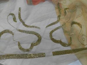 Orange &amp; Gold Sequin Embellished Saree