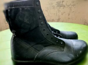 Black Leather Combat Boots