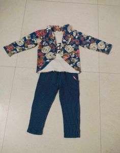 Boy Tshirt With Attached Coat And Pant Set.