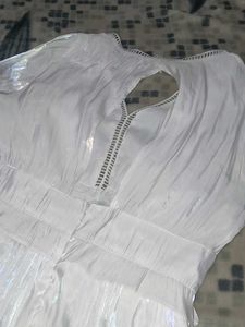 White Long Sleeve Fit &amp; Flare Backless Dress