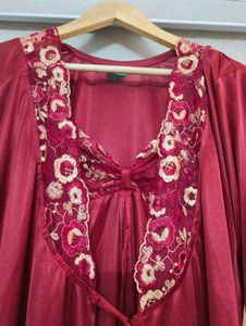 Silky Maroon Nightgown