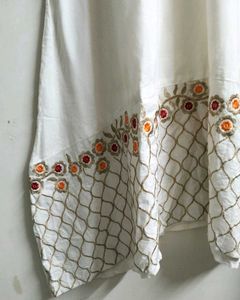 Long Gown With Embroidery On Neck And Border