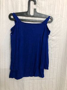 Blue Cold Shoulder Top