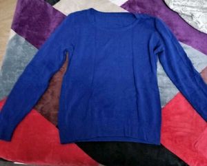 Blue Color Knitted Pull Over Sweater