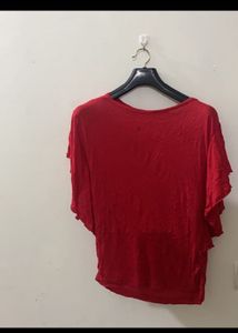 Red One-Shoulder Blouse