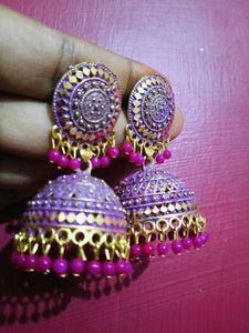 Purple Jhumka Earrings