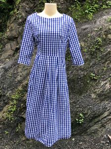 Blue Gingham Midi Dress