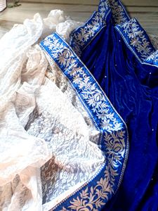 Beautiful Velvet And Net Saree