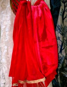Red White Anarkali Suit