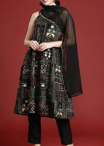 Anouk Black Ethnic Motif Kurta Set