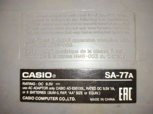 SA-77 Casio/ Piano Keyboard