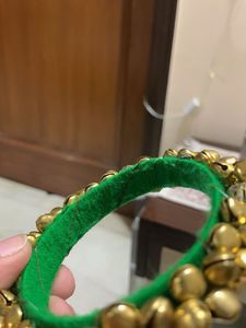 Green &amp; Gold Jingle Bangle