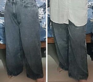 GREY WIDE LEG JEANS