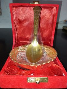 Artificial Gold And Silver Bowl And Spoon!