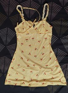 Yellow Cherry Print Dress