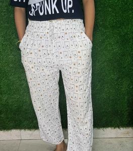 White Printed Pant