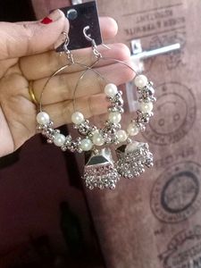 Long Silver Metal Earrings