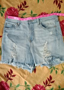 Malachi Distressed Light Blue Shorts (Women)