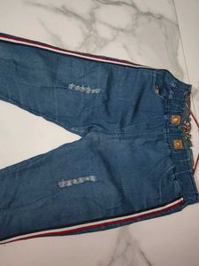 Striped Distressed Jeans