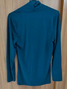 Elegant Teal Cowl Neck/Turtleneck Top
