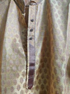 Golden Yellow Silk Kurta Set For Men ( xxxl)