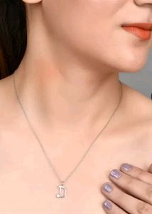 Chain+ Pendant (925 Silver)( &#34;D&#34; Alphabet Charm)